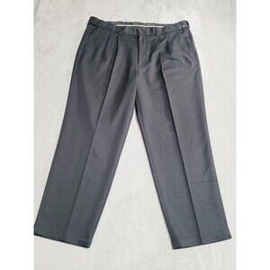 Oak Hill Dress Pants Mens 44x30 Gray Stay Cool Microfiber Pleated Big & Tall